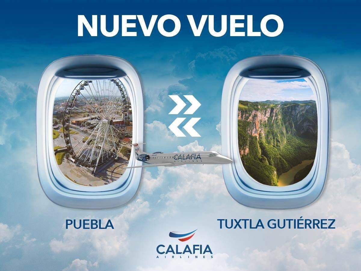 ¡Chiapas conecta con Puebla por nueva ruta de Calafia Airlines!